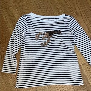 Talbots striped top with lobster design